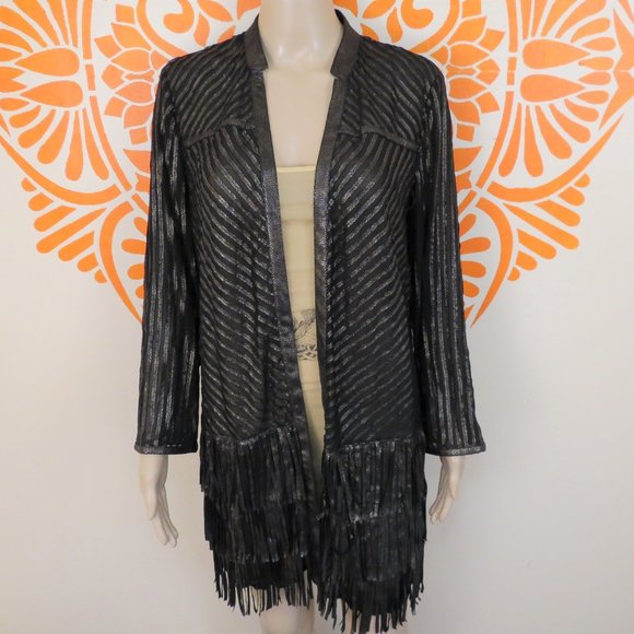 Chico's Jackets & Blazers - Chico's Sheer Bronze Metallic Snake Jacket 1